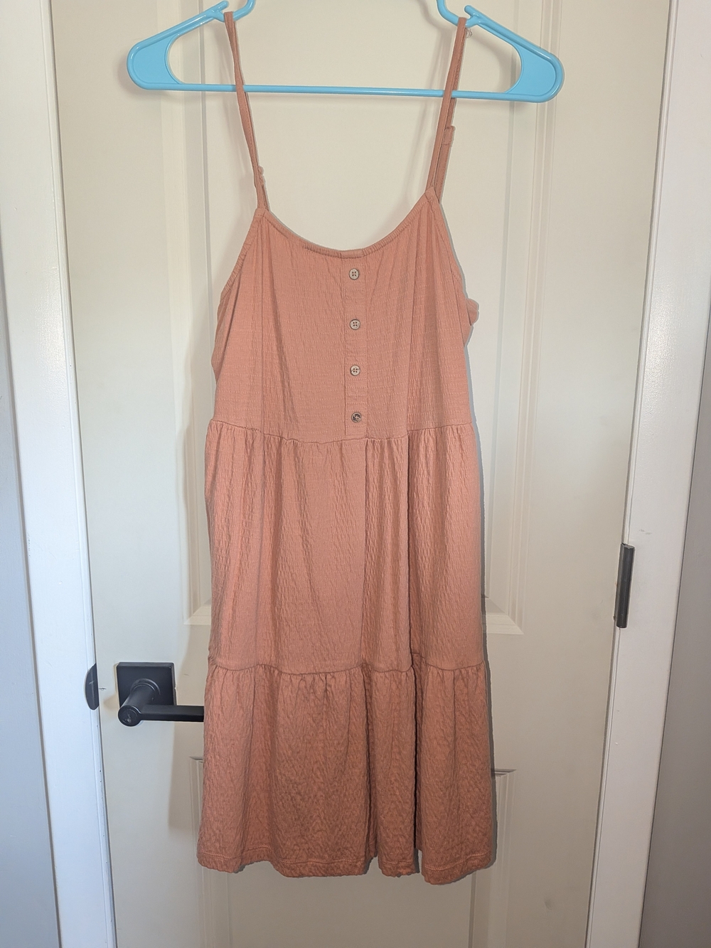 Roxy Peach Button-Front Midi Sundress